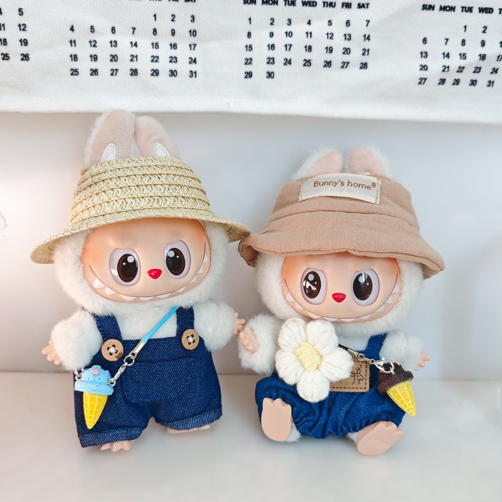 Labubu, Lederjacke, 17cm, Blindbox, Outfit, Hosen, Mütze, Blindbox-Zubehör