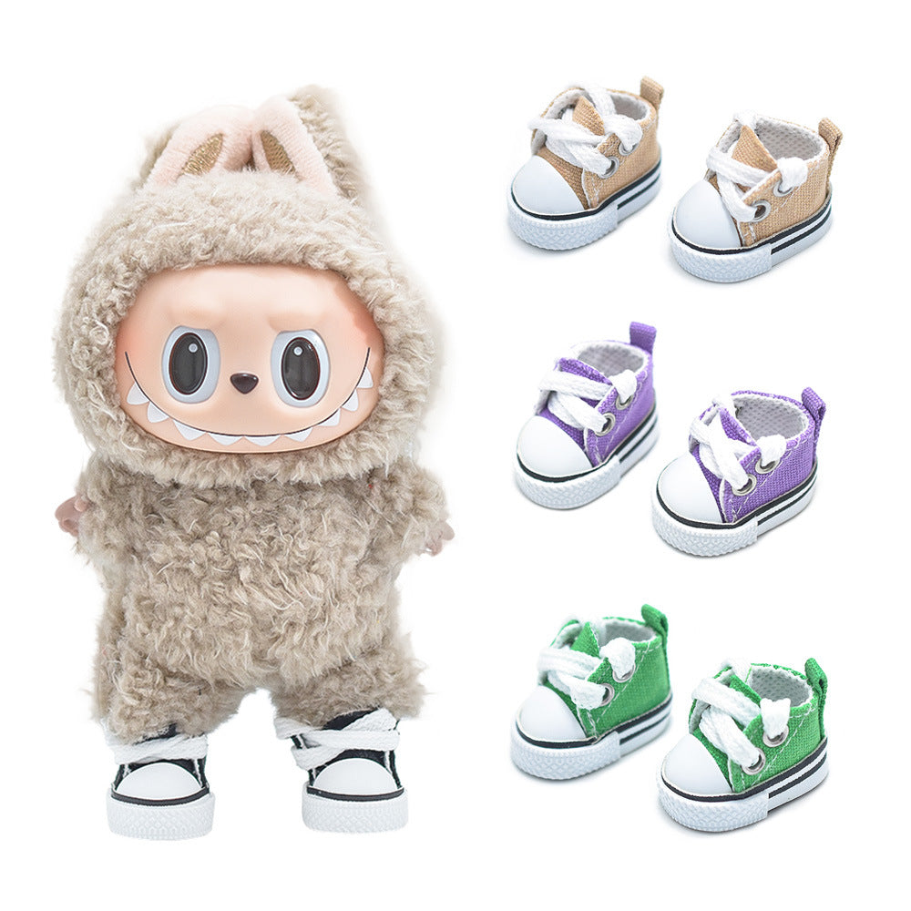 Trendige Canvas-Schuhe für 17 cm Labubupuppe